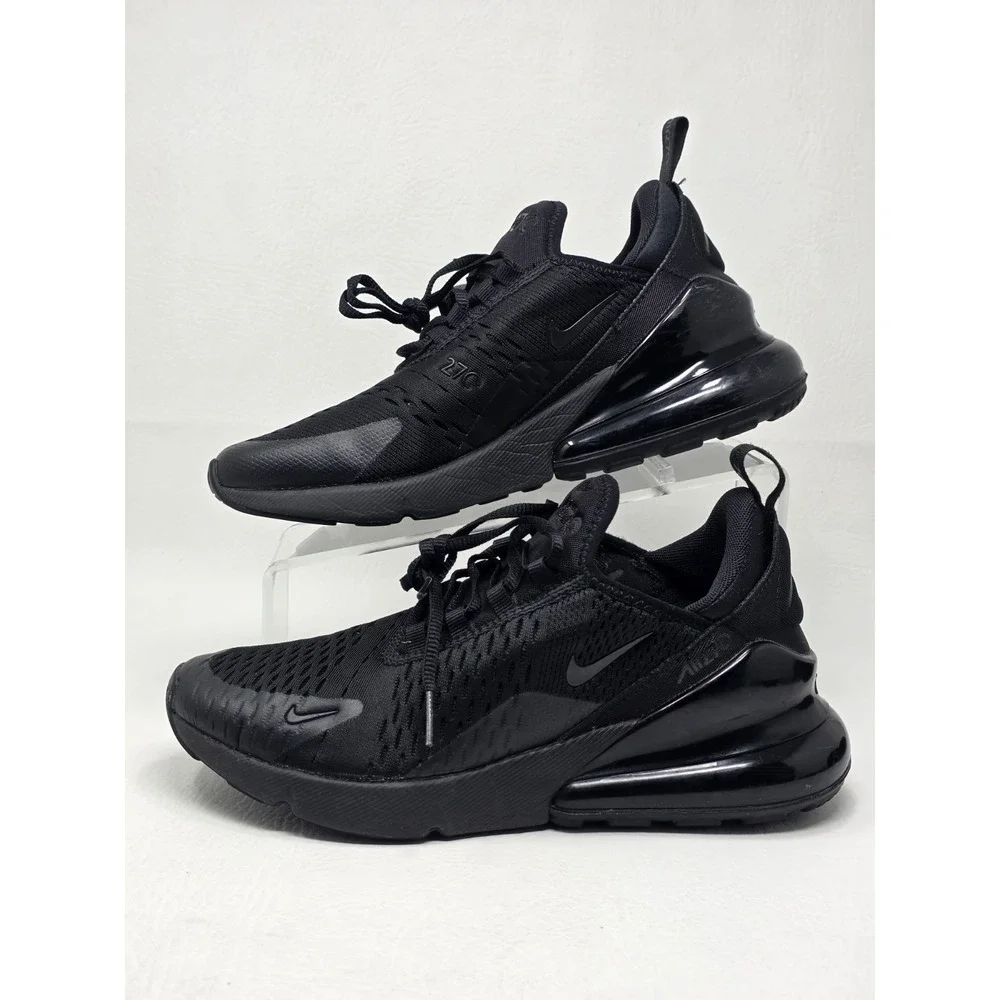 Nike Air Max 270 Kids Size 6.5Y Black Mesh Low Top Lace Up Sneakers BQ5776-001